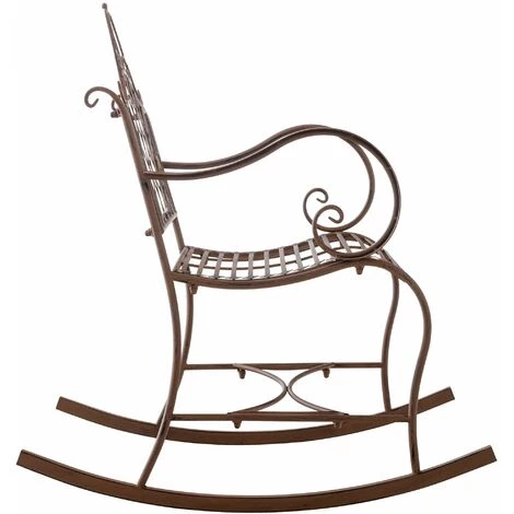 DéCOSHOP26 Chaise Fauteuil à Bascule Rocking Chair Pour Jardin En Métal Marron Vieilli - Marron 5 DéCOSHOP26 Chaise Fauteuil à Bascule Rocking Chair Pour Jardin En Métal Marron Vieilli - Marron – Image 3