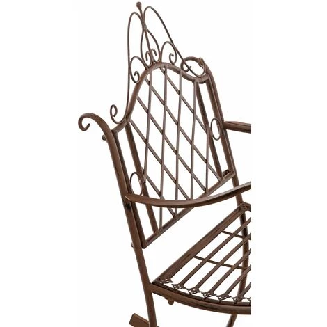 DéCOSHOP26 Chaise Fauteuil à Bascule Rocking Chair Pour Jardin En Métal Marron Vieilli - Marron 6 DéCOSHOP26 Chaise Fauteuil à Bascule Rocking Chair Pour Jardin En Métal Marron Vieilli - Marron – Image 4