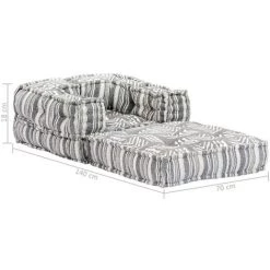 ASUPERMALL Pouf Modulaire Gris Raye Tissu -Pas Cher Fauteuil Magasin 32400207 4