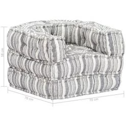 ASUPERMALL Pouf Modulaire Gris Raye Tissu -Pas Cher Fauteuil Magasin 32400207 5