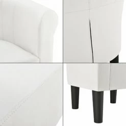 HELLOSHOP26 Fauteuil Lounge Chaise Siège Similicuir 70 Cm Blanc - Blanc -Pas Cher Fauteuil Magasin 32484621 4