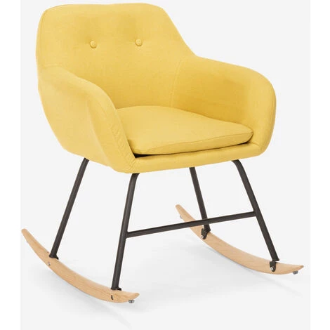 AHD AMAZING HOME DESIGN Chaise à Bascule En Tissu Patchwork Design Moderne Woodpecker | Jaune 5 AHD AMAZING HOME DESIGN Chaise à Bascule En Tissu Patchwork Design Moderne Woodpecker | Jaune – Image 3