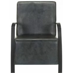 Fauteuil De Cuir Véritable Gris VidaXL -Pas Cher Fauteuil Magasin 32588819 2