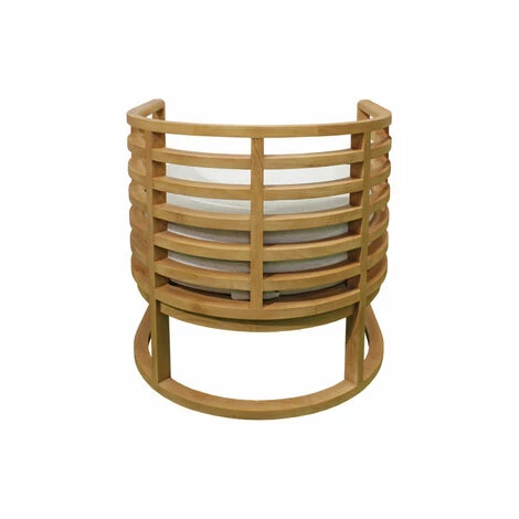 MEUBLETMOI Fauteuil De Jardin Arrondi En Teck Avec Coussin épais Gris - CLEO 1704 - Bois 6 MEUBLETMOI Fauteuil De Jardin Arrondi En Teck Avec Coussin épais Gris - CLEO 1704 - Bois – Image 4