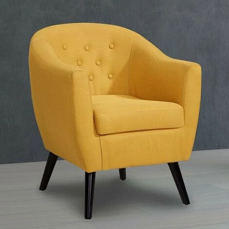 DECO IN PARIS Fauteuil Scandinave En Tissu Jaune LENA 3 DECO IN PARIS Fauteuil Scandinave En Tissu Jaune LENA