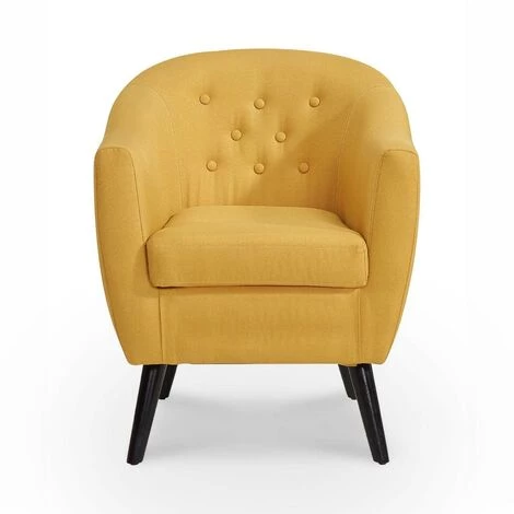 DECO IN PARIS Fauteuil Scandinave En Tissu Jaune LENA 5 DECO IN PARIS Fauteuil Scandinave En Tissu Jaune LENA – Image 3