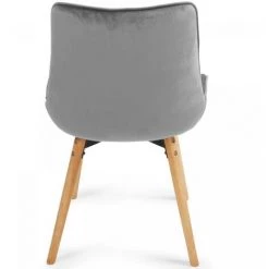 ECOMSOF Chaise De Salle à Manger Scandinave En Velours Pieds En Bois Hêtre Rétro Salon Chambre Cuisine Lot De 2/4/6/8 Gris - Lot De 4 -Pas Cher Fauteuil Magasin 32918482 3