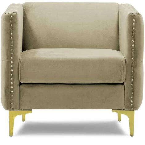 DECO IN PARIS Fauteuil En Velours Beige CYNTHIA - Beige 5 DECO IN PARIS Fauteuil En Velours Beige CYNTHIA - Beige – Image 3