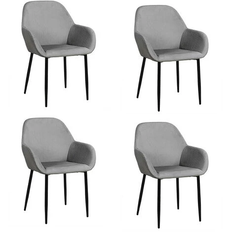 THE HOME DECO FACTORY Lot De 4 Fauteuils Velours Côtelé Giulia Gris Home Deco Factory 3 THE HOME DECO FACTORY Lot De 4 Fauteuils Velours Côtelé Giulia Gris Home Deco Factory