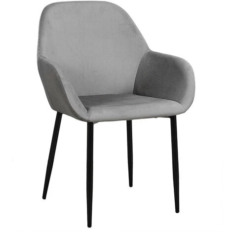 THE HOME DECO FACTORY Lot De 4 Fauteuils Velours Côtelé Giulia Gris Home Deco Factory 5 THE HOME DECO FACTORY Lot De 4 Fauteuils Velours Côtelé Giulia Gris Home Deco Factory – Image 3