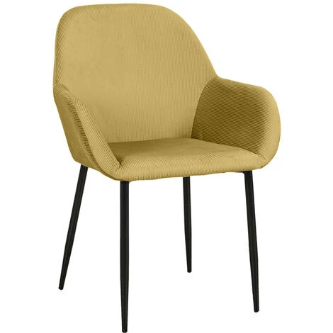 THE HOME DECO FACTORY Lot De 4 Fauteuils Velours Côtelé Giulia Jaune Home Deco Factory 5 THE HOME DECO FACTORY Lot De 4 Fauteuils Velours Côtelé Giulia Jaune Home Deco Factory – Image 3