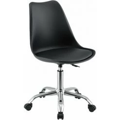 HELLOSHOP26 Chaise Fauteuil De Bureau Siège Rembourré à 5 Roulettes Rotatif à 360° Et Réglable En Hauteur Métal Noir - Métal