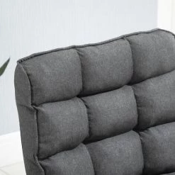 HOMCOM Fauteuil Lounge Design Capitonné Inclinaison Dossier Et Tétière Réglable Pivotant 360° Revêtement Lin Gris Chiné - Gris -Pas Cher Fauteuil Magasin 33442118 5