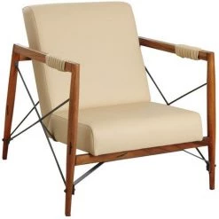 AUBRY GASPARD Fauteuil En Bois De Suar Massif Et Métal Beige - Beige