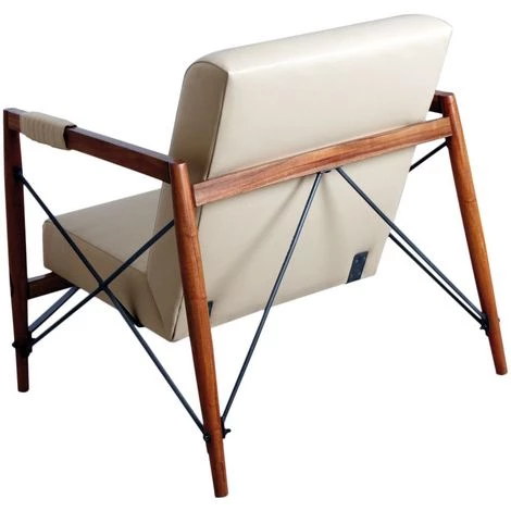 AUBRY GASPARD Fauteuil En Bois De Suar Massif Et Métal Beige - Beige 4 AUBRY GASPARD Fauteuil En Bois De Suar Massif Et Métal Beige - Beige â Image 2