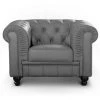 Paris Prix - Fauteuil Design "chesterfield" 110cm Gris