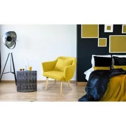 Paris Prix - Fauteuil Scandinave En Tissu "delante" 67cm Jaune -Pas Cher Fauteuil Magasin 33652493 4