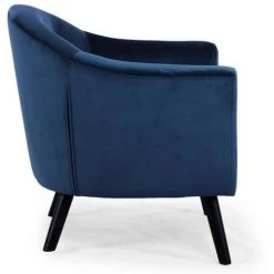 Paris Prix - Fauteuil Scandinave Velours "lopy" 79cm Bleu 10 Paris Prix - Fauteuil Scandinave Velours "lopy" 79cm Bleu -Pas Cher Fauteuil Magasin 33653988 4