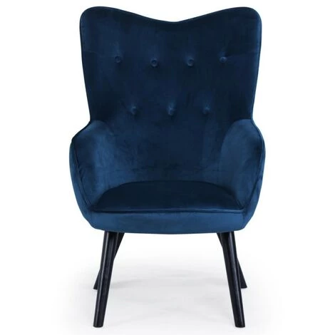 Paris Prix - Fauteuil Scandinave Velours "vianey" 67cm Bleu 4 Paris Prix - Fauteuil Scandinave Velours "vianey" 67cm Bleu – Image 2