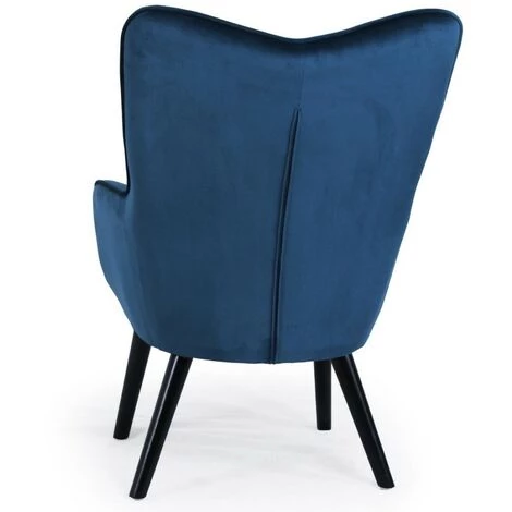Paris Prix - Fauteuil Scandinave Velours "vianey" 67cm Bleu 5 Paris Prix - Fauteuil Scandinave Velours "vianey" 67cm Bleu – Image 3