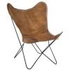 Paris Prix - Fauteuil Design En Cuir "papillon" 73cm Marron