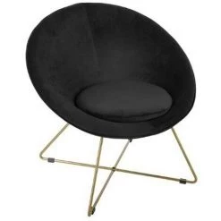 ATMOSPHERA, CRATEUR D'INTRIEUR Fauteuil Design En Velours "Gold Evan" 69cm Noir