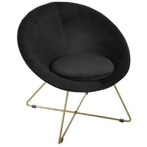 ATMOSPHERA, CRATEUR D'INTRIEUR Fauteuil Design En Velours "Gold Evan" 69cm Noir 3 ATMOSPHERA, CRATEUR D'INTRIEUR Fauteuil Design En Velours "Gold Evan" 69cm Noir