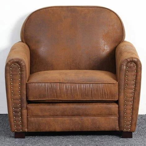Paris Prix - Fauteuil Club Vintage "balista" 90cm Marron 4 Paris Prix - Fauteuil Club Vintage "balista" 90cm Marron – Image 2