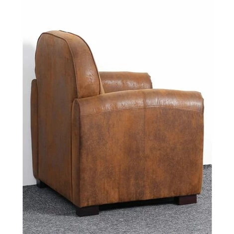 Paris Prix - Fauteuil Club Vintage "balista" 90cm Marron 6 Paris Prix - Fauteuil Club Vintage "balista" 90cm Marron – Image 4