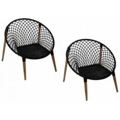 ATMOSPHERA, CRATEUR D'INTRIEUR Lot De 2 Fauteuils Design "Manguier" 90cm Noir