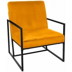 ATMOSPHERA, CRATEUR D'INTRIEUR Fauteuil Design En Velours "Contemp" 83cm Ocre