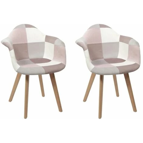 Paris Prix - Lot De 2 Fauteuils Patchwork "style" 86cm Rose 3 Paris Prix - Lot De 2 Fauteuils Patchwork "style" 86cm Rose