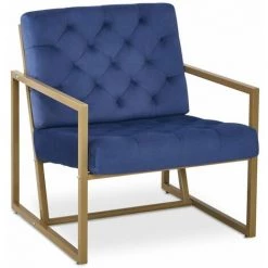 Paris Prix - Fauteuil Design En Velours "waca" 75cm Bleu