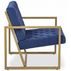 Paris Prix - Fauteuil Design En Velours "waca" 75cm Bleu -Pas Cher Fauteuil Magasin 33707477 3