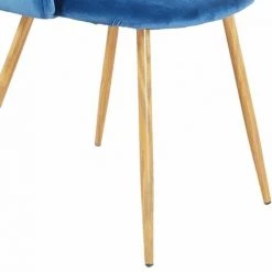 EGGREE Chaise En Tissu Velours Retro Bleu,Fauteuil Salle A Manger-Scandinave-Pieds En Metal Decor Bois -Pas Cher Fauteuil Magasin 33859734 5