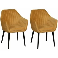 ALTOBUY HETA - Lot De 2 Fauteuils Jaunes Piètement Noir - Jaune