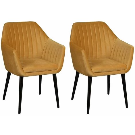 ALTOBUY HETA - Lot De 2 Fauteuils Jaunes Piètement Noir - Jaune 3 ALTOBUY HETA - Lot De 2 Fauteuils Jaunes Piètement Noir - Jaune
