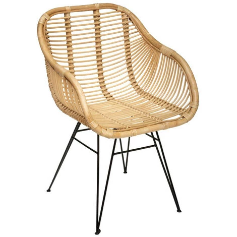 Atmosphera - Fauteuil En Rotin Et Métal H 85.5 Cm - Naturel 3 Atmosphera - Fauteuil En Rotin Et Métal H 85.5 Cm - Naturel