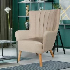Paris Prix - Fauteuil Scandinave "jay" 94cm Beige -Pas Cher Fauteuil Magasin 34056172 4