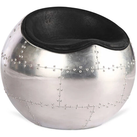 PRIVATEFLOOR Fauteuil Circle - Aluminuim - Microfibre Imitation Cuir Vieilli Noir - Microfibre, Fibre De Verre - Noir 3 PRIVATEFLOOR Fauteuil Circle - Aluminuim - Microfibre Imitation Cuir Vieilli Noir - Microfibre, Fibre De Verre - Noir