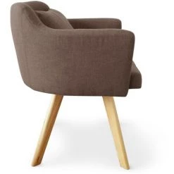 Paris Prix - Fauteuil Scandinave En Tissu "delante" 67cm Taupe -Pas Cher Fauteuil Magasin 34210178 2