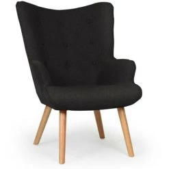 Paris Prix - Fauteuil & Pouf Scandinave "orle" 100cm Noir -Pas Cher Fauteuil Magasin 34210200 4