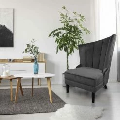 COTECOSY Fauteuil Karl Velours Noir - Noir -Pas Cher Fauteuil Magasin 34218524 5