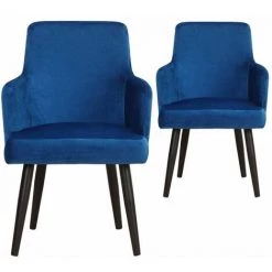 Paris Prix - Lot De 2 Fauteuils En Velours "gitega" 84cm Bleu