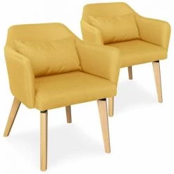 Paris Prix - Lot De 2 Fauteuils Design Tissu "nari" 70cm Jaune