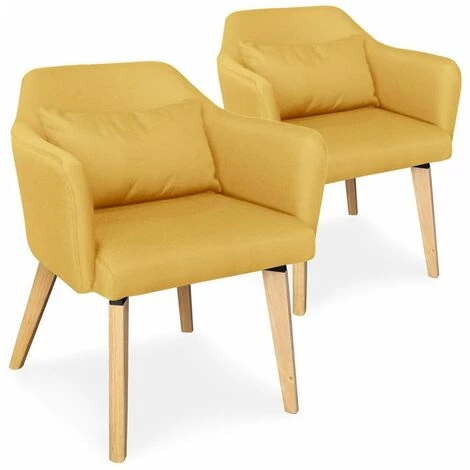 Paris Prix - Lot De 2 Fauteuils Design Tissu "nari" 70cm Jaune 3 Paris Prix - Lot De 2 Fauteuils Design Tissu "nari" 70cm Jaune