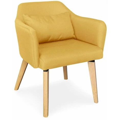 Paris Prix - Lot De 2 Fauteuils Design Tissu "nari" 70cm Jaune 4 Paris Prix - Lot De 2 Fauteuils Design Tissu "nari" 70cm Jaune – Image 2
