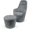 COTECOSY Fauteuil Dongal Avec Repose-pieds Tissu Gris - Gris Foncé -Pas Cher Fauteuil Magasin 34355840 1