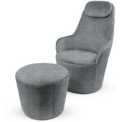 COTECOSY Fauteuil Dongal Avec Repose-pieds Tissu Gris - Gris Foncé