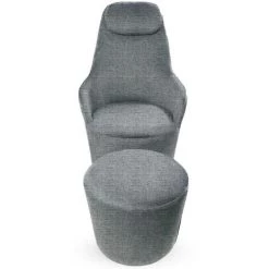 COTECOSY Fauteuil Dongal Avec Repose-pieds Tissu Gris - Gris Foncé -Pas Cher Fauteuil Magasin 34355840 3